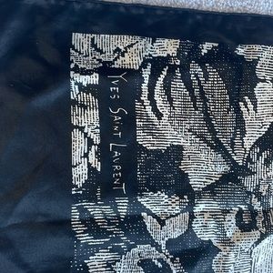Vintage Yves Saint Laurent black and white silk scarf!!